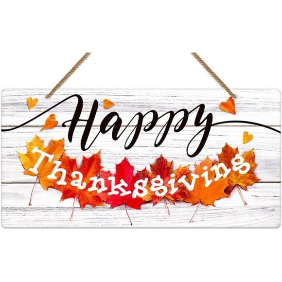 6"x12" Farmhouse Thanksgiving Door Decor Hanging Sign for Home Wall - Picture 1 of 8